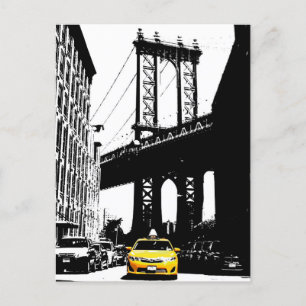 Brooklyn Bridge Nyc New York City Yellow Taxi Feestdagenkaart