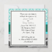 Brooklyn Bridge NYC Robin Egg Wt Damask Verloving Kaart (Achterkant)