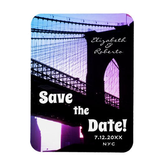 Brooklyn Bridge NYC Save the Date Magneet (Verticaal)