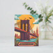Brooklyn Bridge NYC Vintage Travel Briefkaart (Staand voorkant)
