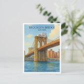 Brooklyn Bridge NYC Waterverf Travel Briefkaart (Staand voorkant)