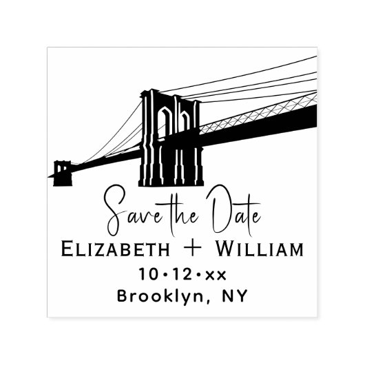 Brooklyn Bridge NYC Wedding Couple Save the Date Zelfinktende Stempel (Design)