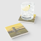 Brooklyn Bridge NYC Yellow 4Henry (Name) Stenen Onderzetter (Zijkant)