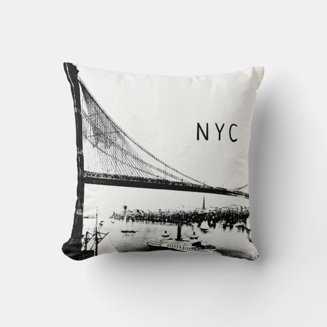 Brooklyn Bridge | NYC | Zwart-wit Kussen (Voorkant)