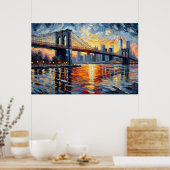 Brooklyn Bridge olieverfschilderij Poster (Keuken)