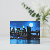 Brooklyn Bridge onder een volle maan Briefkaart (Staand voorkant)