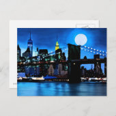 Brooklyn Bridge onder een volle maan Briefkaart (Voorkant / Achterkant)