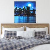 Brooklyn Bridge onder een volle maan Canvas Afdruk (Insitu (Slaapkamer))
