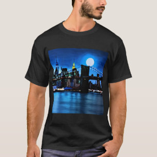 Brooklyn Bridge onder een volle maan T-shirt