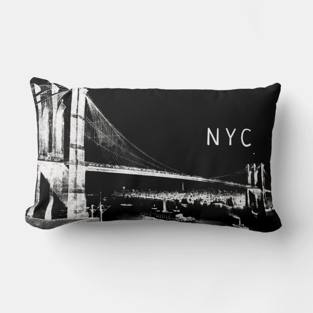 Brooklyn Bridge-ontwerp | NYC | Zwart-wit Kussen (Voorkant)
