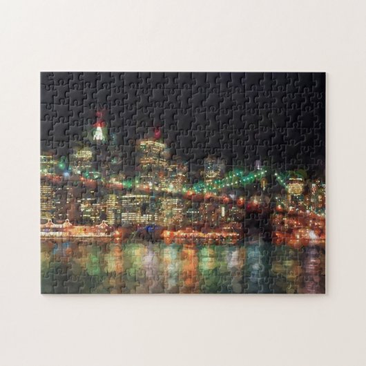 Brooklyn Bridge op de nachtelijke puzzel Legpuzzel (Horizontaal)
