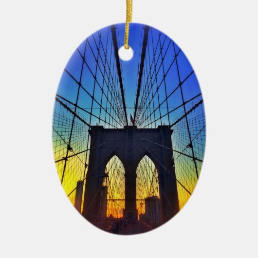 Brooklyn Bridge op Sunset Keramisch Ornament (Voorkant)