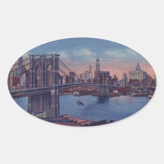 Brooklyn Bridge Ovale Sticker (Voorkant)