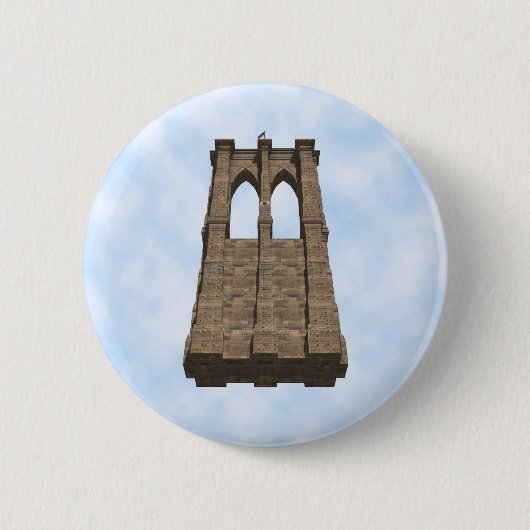 Brooklyn Bridge Pijler: 3D Model: Knop / Speld Ronde Button 5,7 Cm (Voorkant)
