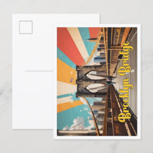 Brooklyn Bridge Pop Art Travel Illustratie Briefkaart