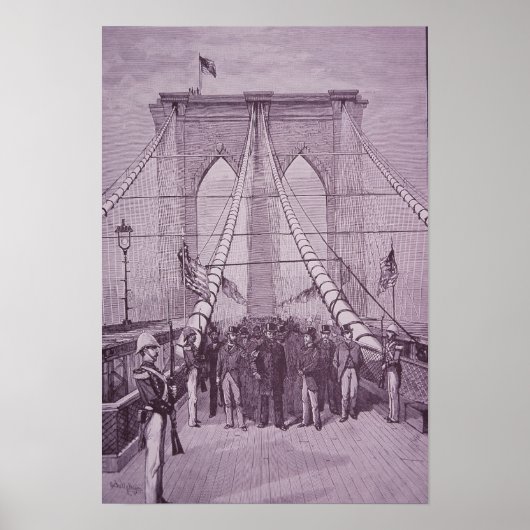 Brooklyn Bridge, President Arthur bij de opening Poster (Voorkant)