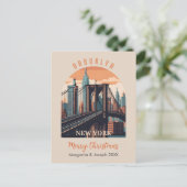 Brooklyn Bridge Retro New York Briefkaart (Staand voorkant)