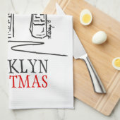 Brooklyn Bridge Rode strik New York City Kerstmis Theedoek (Quarter Fold)