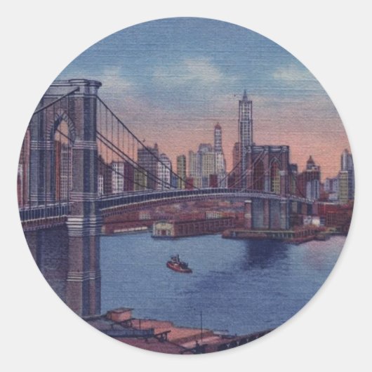  Brooklyn Bridge Ronde Sticker (Voorkant)
