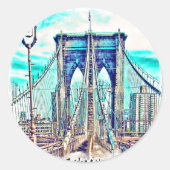 Brooklyn Bridge Ronde Sticker (Voorkant)
