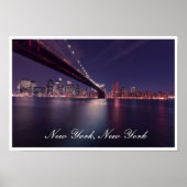 Brooklyn Bridge 's Nachts, East River, Manhattan Poster (Voorkant)