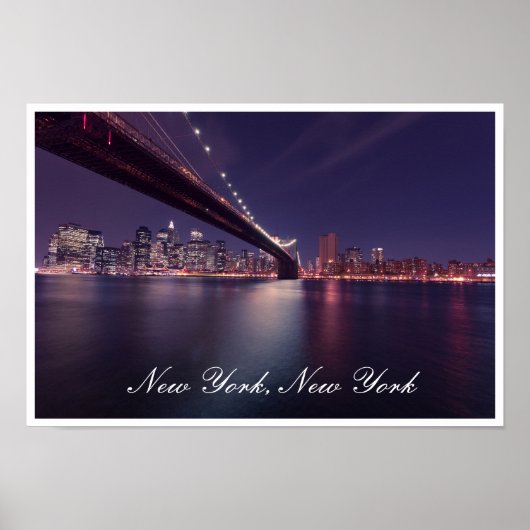 Brooklyn Bridge 's Nachts, East River, Manhattan Poster (Voorkant)