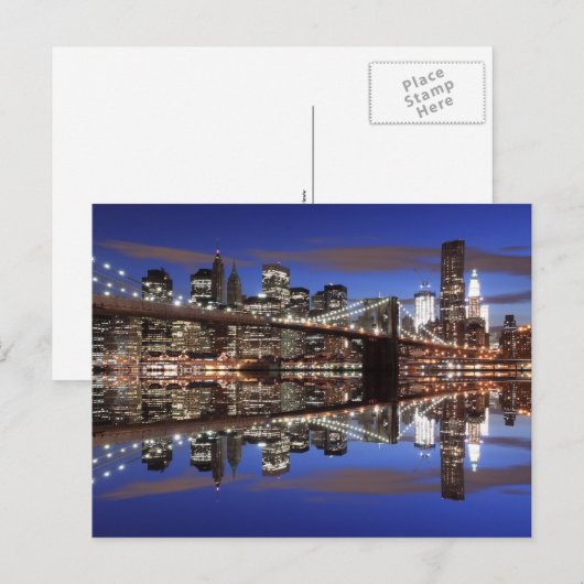 Brooklyn Bridge 's nachts, New York City Briefkaart (Voorkant / Achterkant)