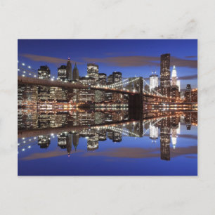 Brooklyn Bridge 's nachts, New York City Briefkaart