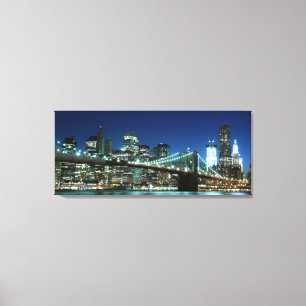 Brooklyn Bridge 's nachts, New York City Canvas Afdruk