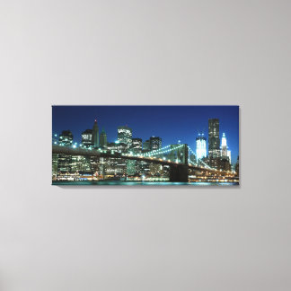 Brooklyn Bridge 's nachts, New York City Canvas Afdruk