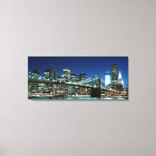 Brooklyn Bridge 's nachts, New York City Canvas Afdruk (Voorkant)