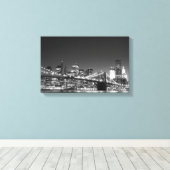 Brooklyn Bridge 's nachts, New York City Canvas Afdruk (Insitu (Houten vloer))