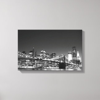 Brooklyn Bridge 's nachts, New York City Canvas Afdruk