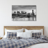 Brooklyn Bridge 's nachts, New York City Canvas Afdruk (Insitu (Slaapkamer))