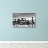 Brooklyn Bridge 's nachts, New York City Canvas Afdruk (Insitu (Houten vloer))