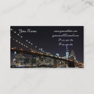 Brooklyn Bridge 's nachts, New York City Visitekaartje