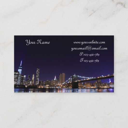 Brooklyn Bridge 's nachts, New York City Visitekaartje (Voorkant)