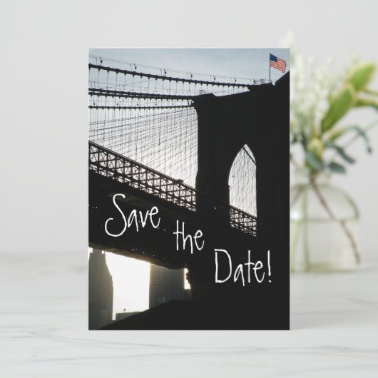Brooklyn Bridge Save the Date Kaarten (Staand voorkant)