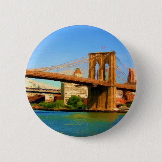 Brooklyn Bridge schilderen Ronde Button 5,7 Cm (Voorkant)