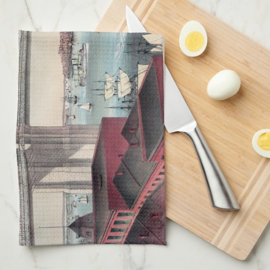 Brooklyn Bridge schilderen Theedoek (Quarter Fold)