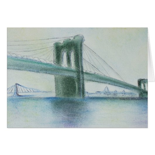 Brooklyn Bridge Serenity Art NYC Greeting Card (Voorkant Horizontaal)
