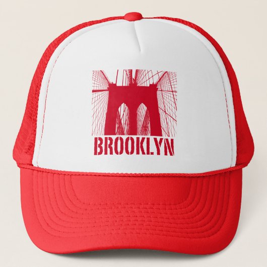 Brooklyn Bridge silhouette red Trucker Pet (Voorkant)