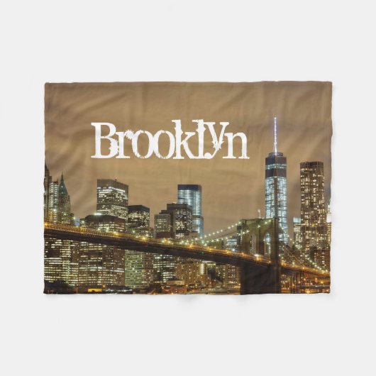 Brooklyn Bridge Skyline Fleece Deken (Voorkant (Horizontaal))