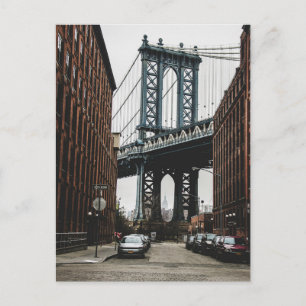 Brooklyn Bridge Street View Ansichtkaart Feestdagenkaart