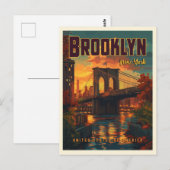 Brooklyn Bridge Sunrise - Een vintage reis Briefkaart (Voorkant / Achterkant)