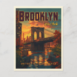 Brooklyn Bridge Sunrise - Een vintage reis Briefkaart
