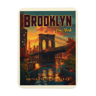 Brooklyn Bridge Sunrise - Een vintage reis Magneet