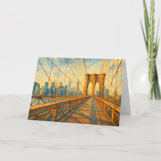 Brooklyn Bridge Sunrise Watercolor Card Kaart