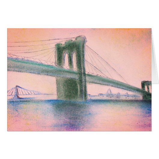 Brooklyn Bridge Sunset Serenity NYC Greeting Card (Voorkant Horizontaal)