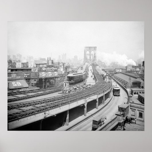 Brooklyn Bridge Terminal, 1903. Antieke foto Poster (Voorkant)
